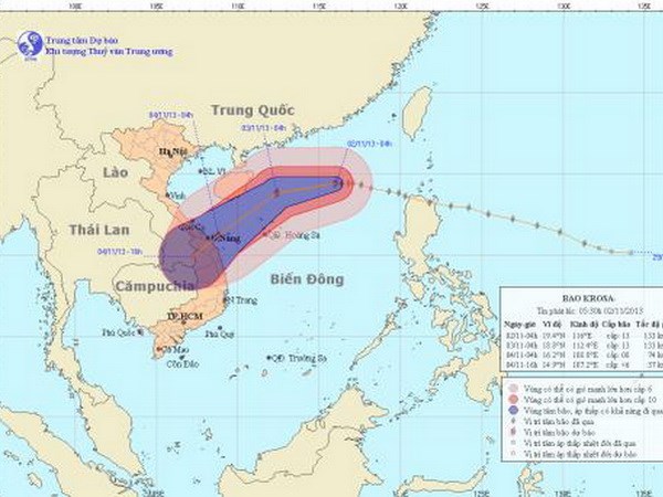 Chùm ảnh đường đi và vị trí cơn bão.